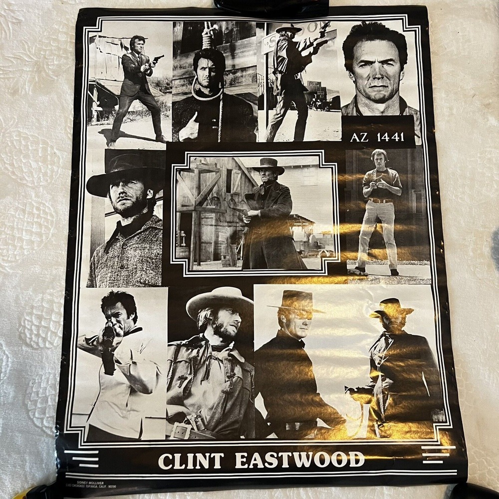 Clint‎ Eastwood 80's Black & White Celebrity Photography Collage Poster 22 x 29